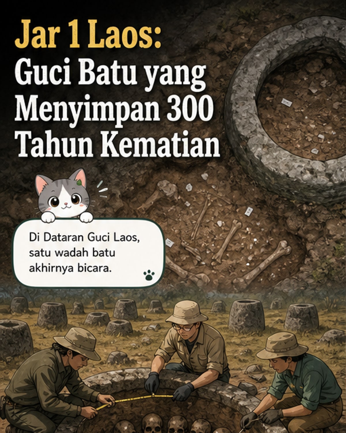 Guci Kematian Kuno di Laos Berisi Tengkorak Tertata Rapi