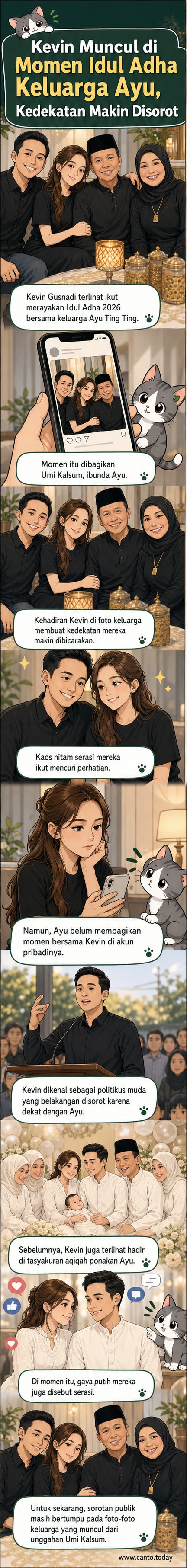 Ayu Ting Ting dan Kevin Gusnadi berpose bersama keluarga dalam balutan kaos hitam serasi saat merayakan Idul Adha 2026.