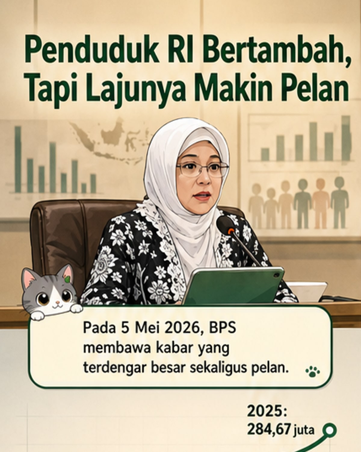 Pertumbuhan Penduduk RI Melambat
