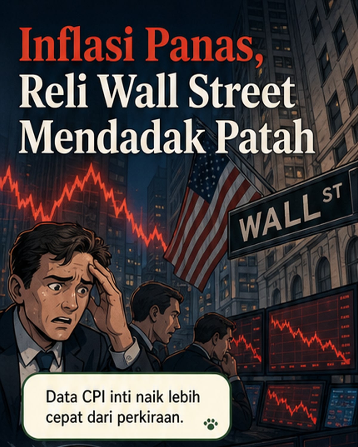 Inflasi Naik, Wall Street Tumbang