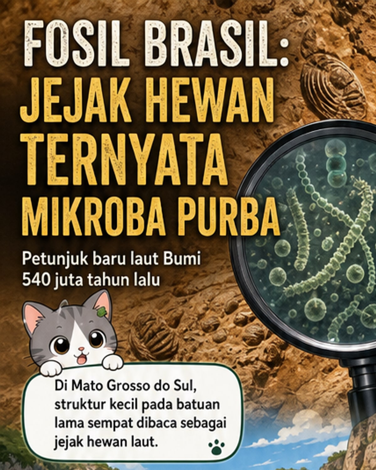 Fosil mikroba purba di Brasil ungkap lautan primitif Bumi