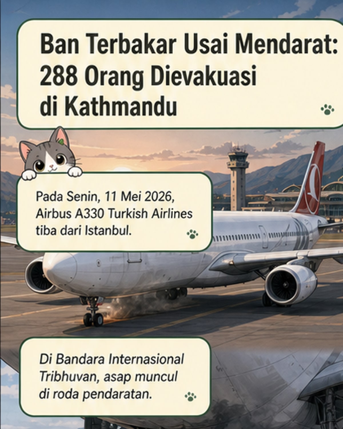 Pesawat Turkish Airlines Terbakar Saat Mendarat