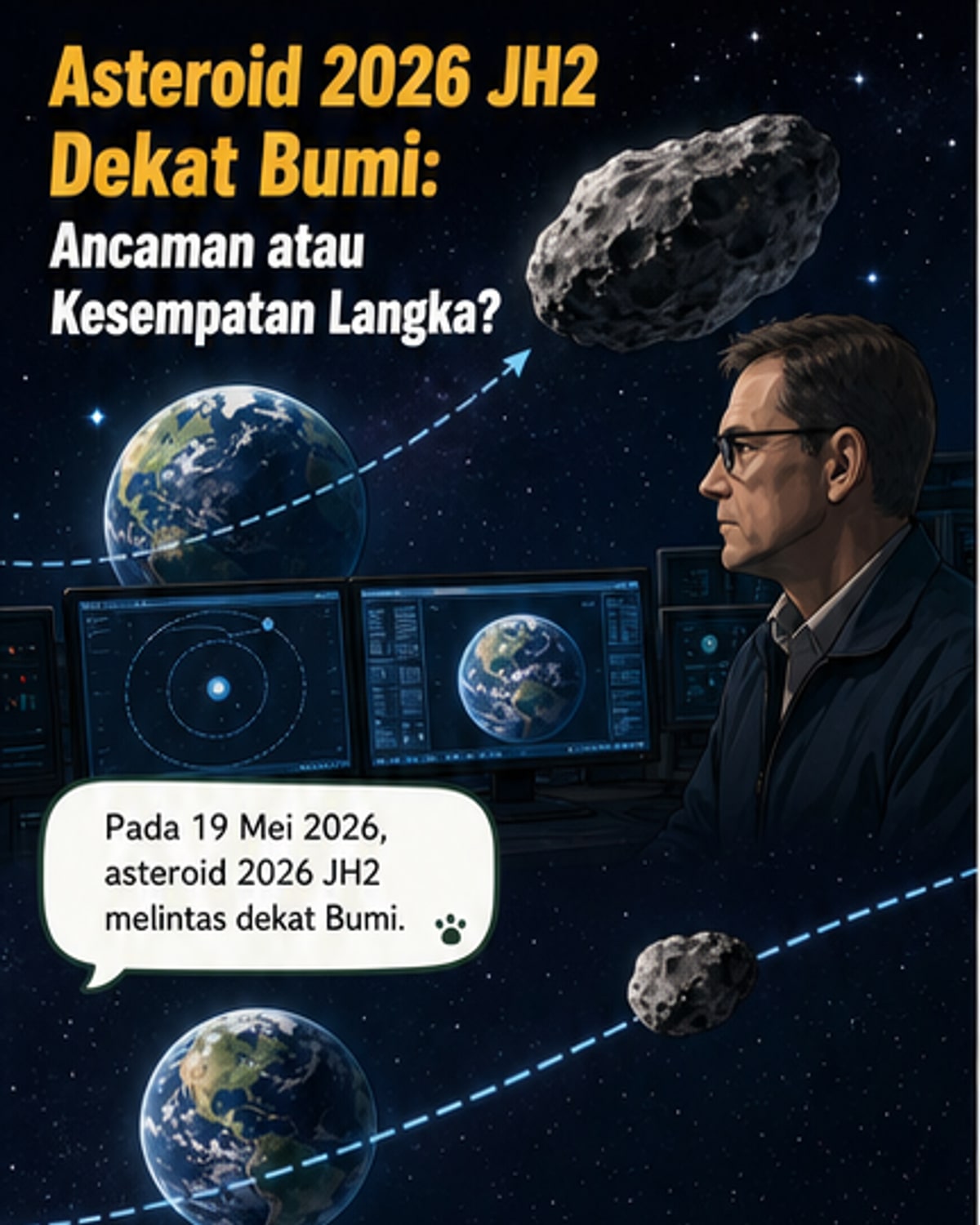 Asteroid seukuran paus lewat dekat Bumi
