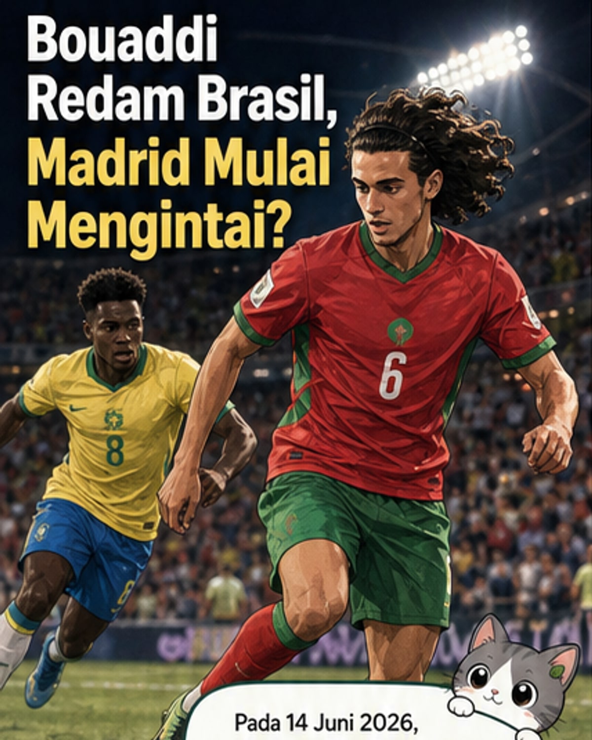 Aksi Ciamik Bouaddi Tahan Brasil