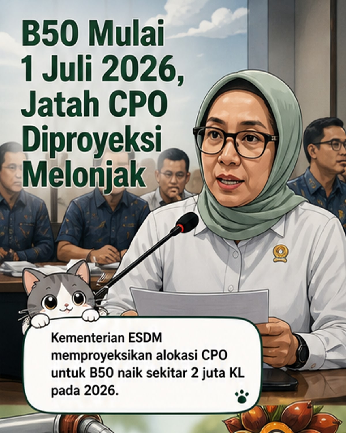Alokasi CPO untuk B50 Naik 2 Juta KL