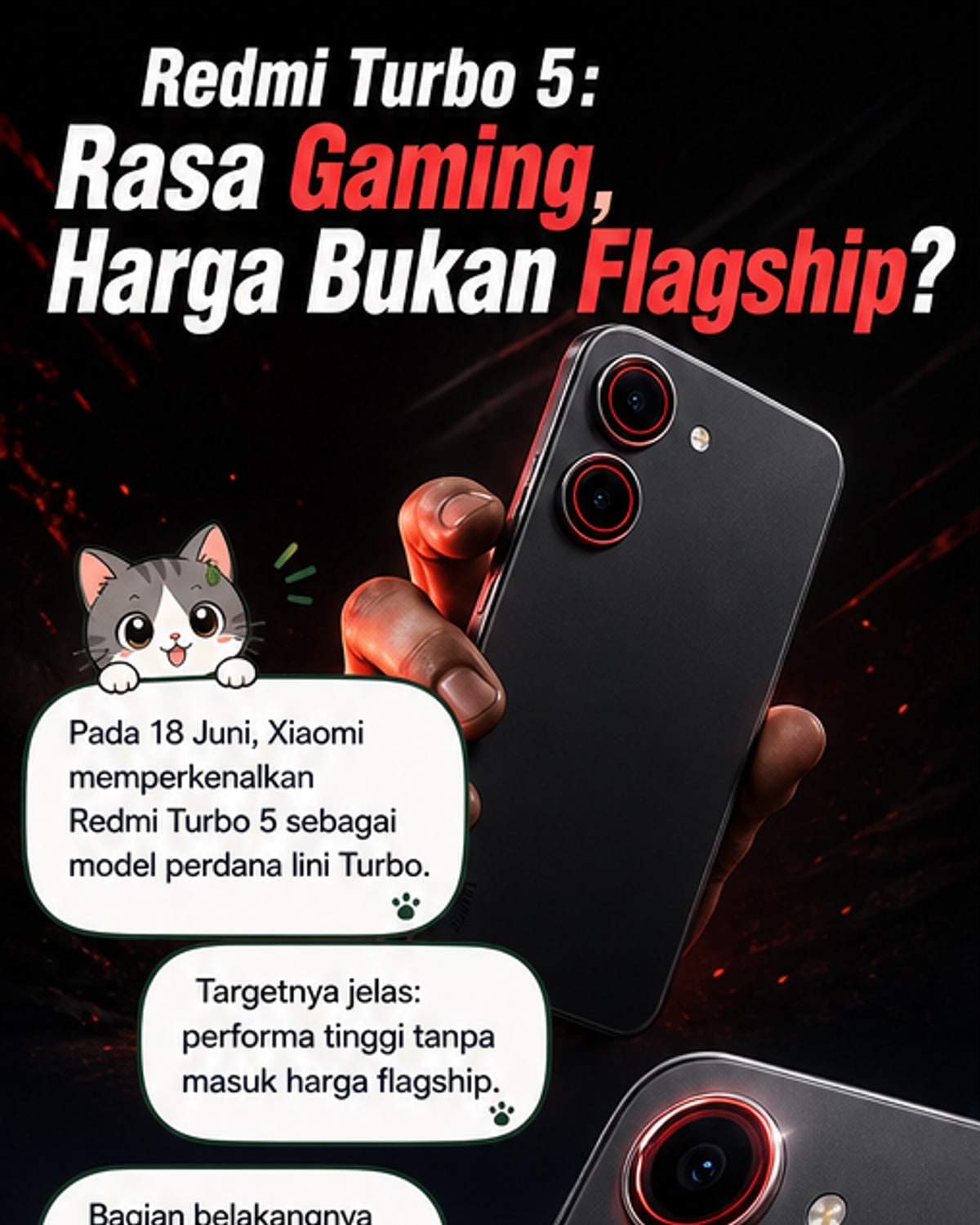 Redmi Turbo 5 Meluncur dengan Lampu RGB