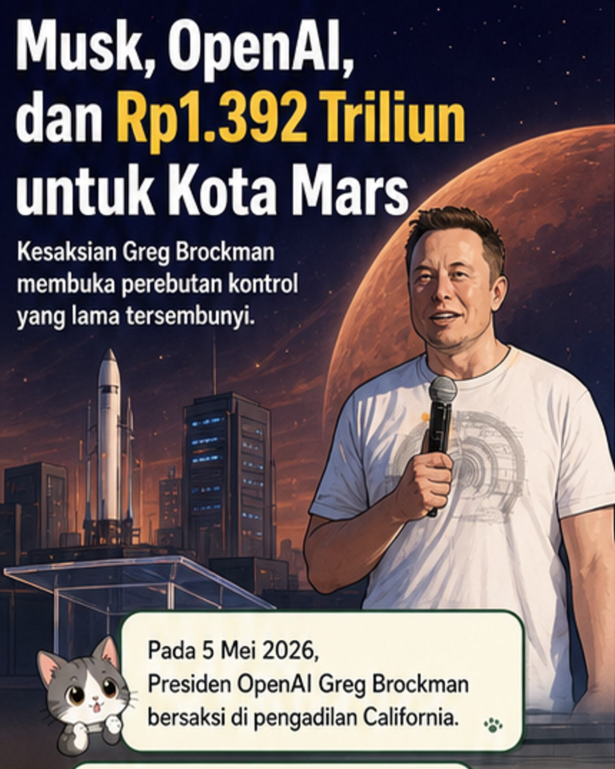Musk Minta Dana Rp1.392 Triliun untuk Mars