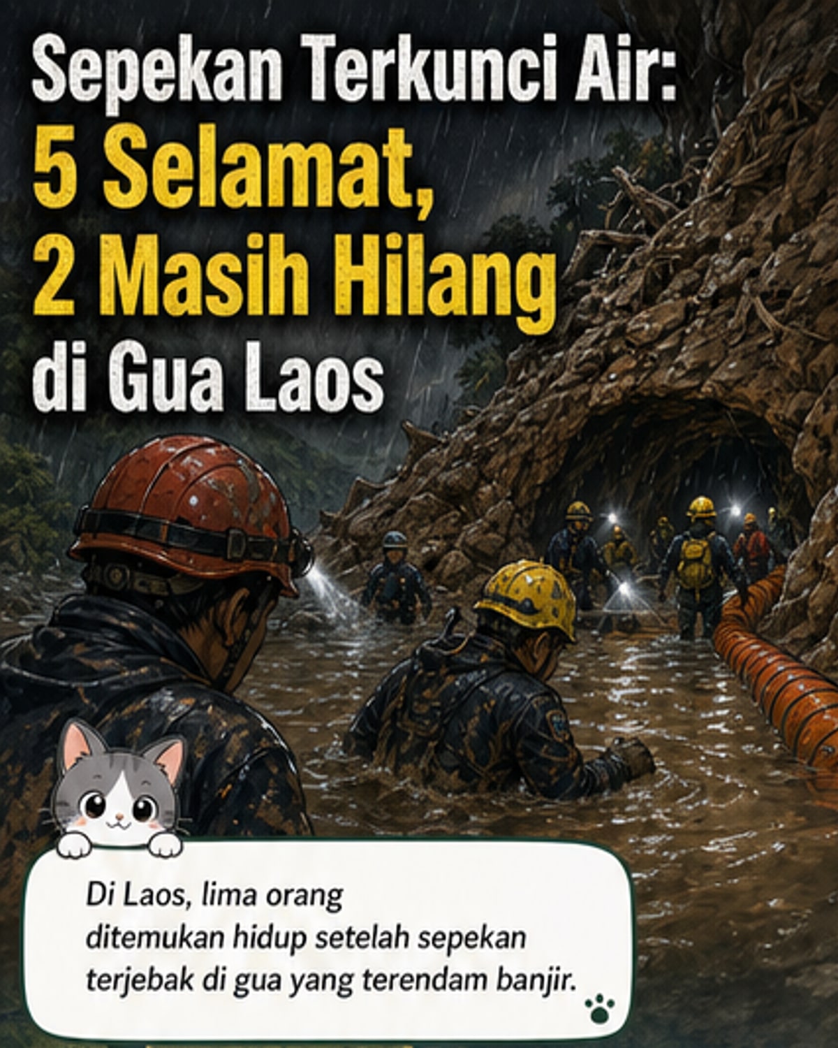 5 Selamat, 2 Masih Hilang di Gua Laos
