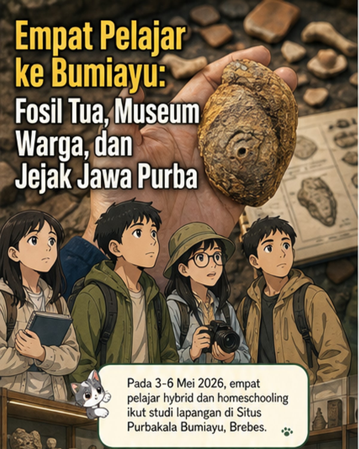 Pelajar Ikuti Peneliti BRIN di Situs Bumiayu