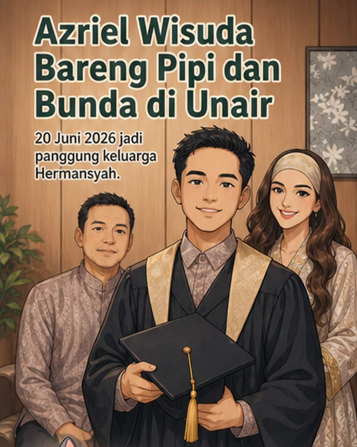 Azriel Wisuda Bareng Orang Tua