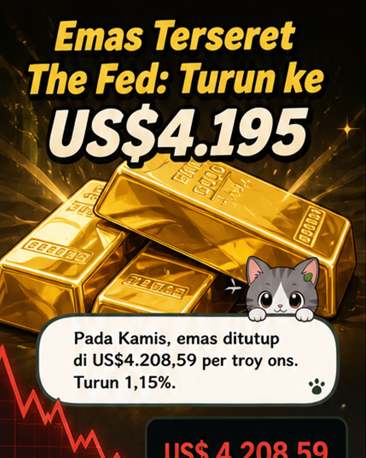 Emas Terjun Bebas ke US$4.195