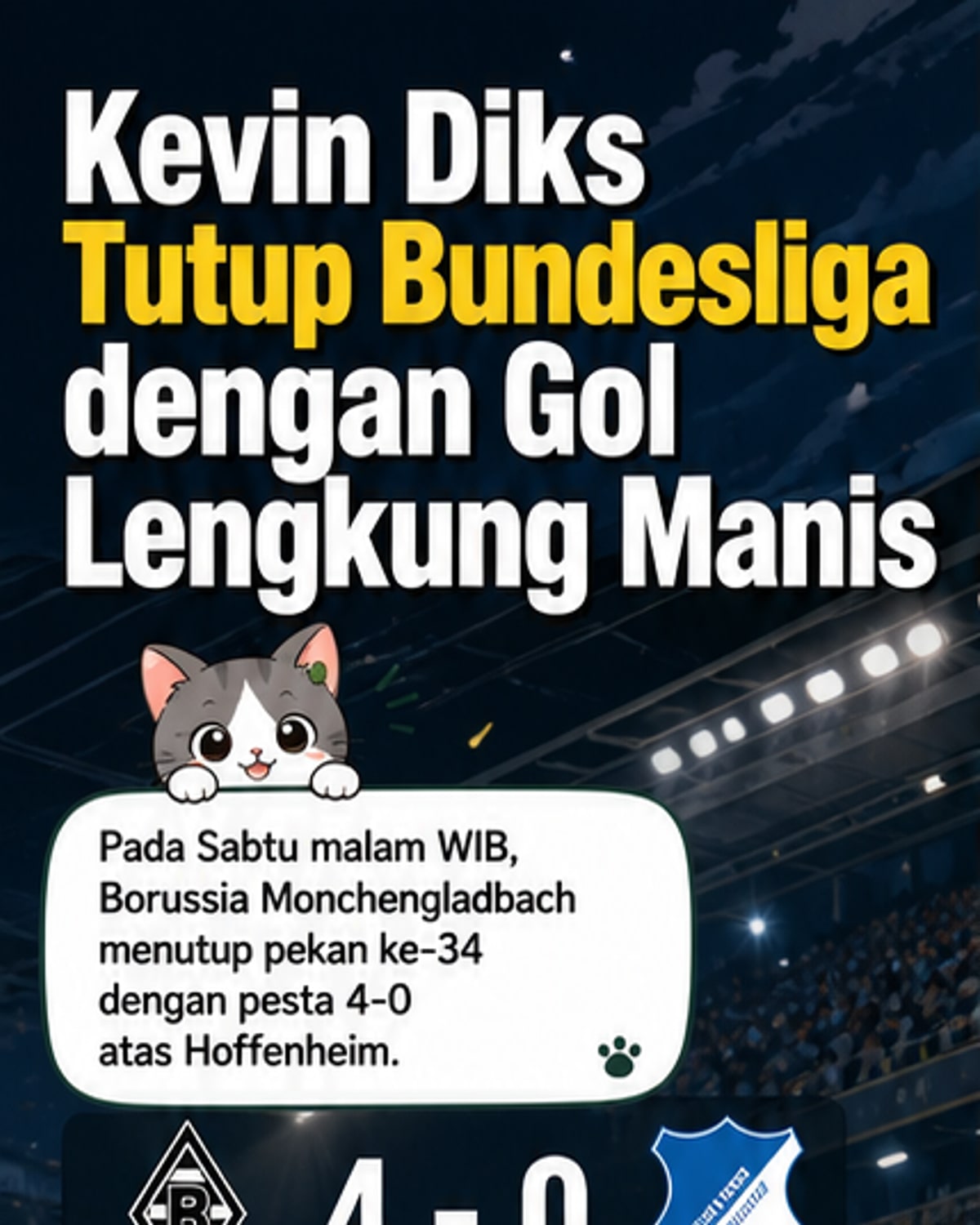 Kevin Diks Cetak Gol, Monchengladbach Menang Telak