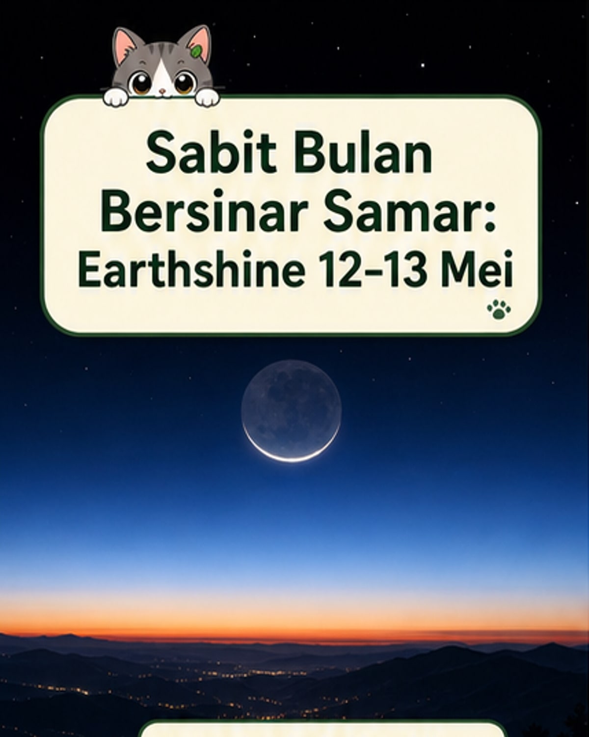 Bulan Sabit dengan Kilau Hantu Bumi