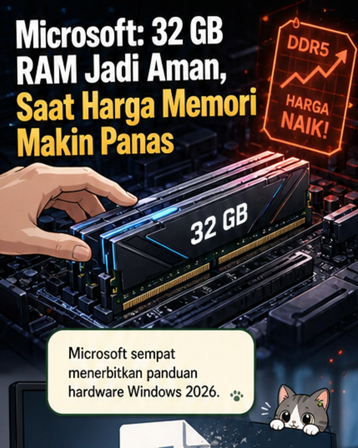 RAM 8 GB Tamat, Microsoft Rekomendasikan 32 GB