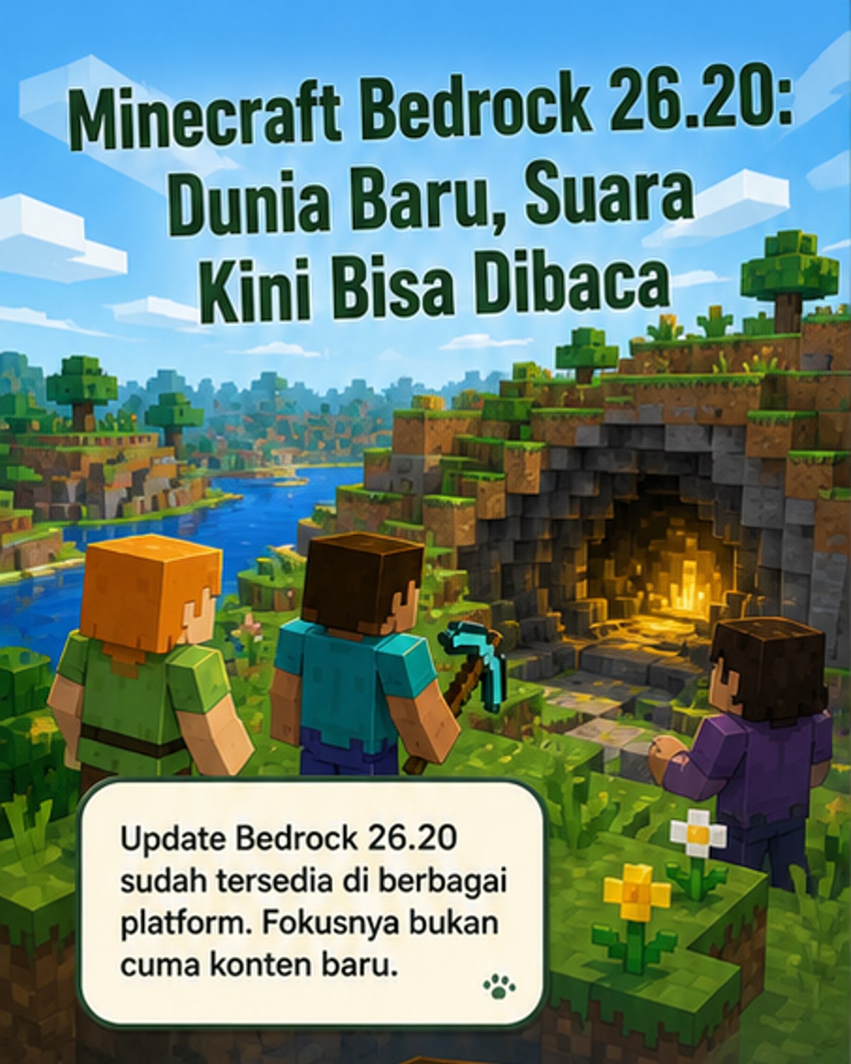 Minecraft Luncurkan Dunia Baru & Subtitle untuk Semua