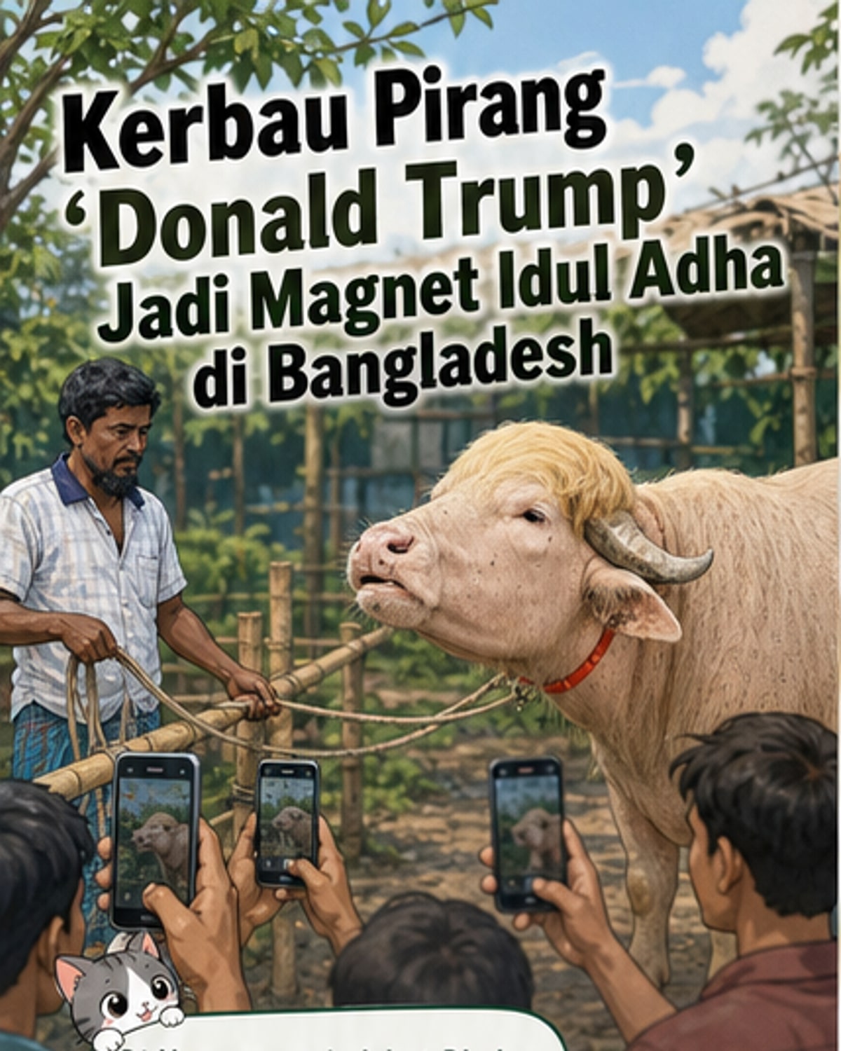 Kerbau Albino Mirip Trump Jadi Viral