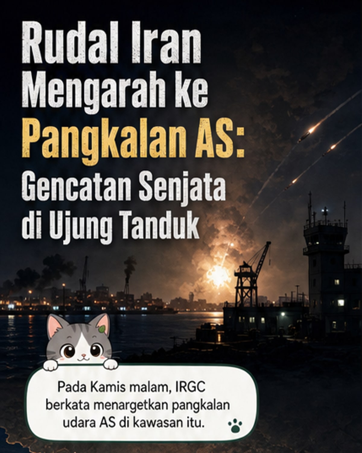 Iran Luncurkan Rudal ke Pangkalan AS