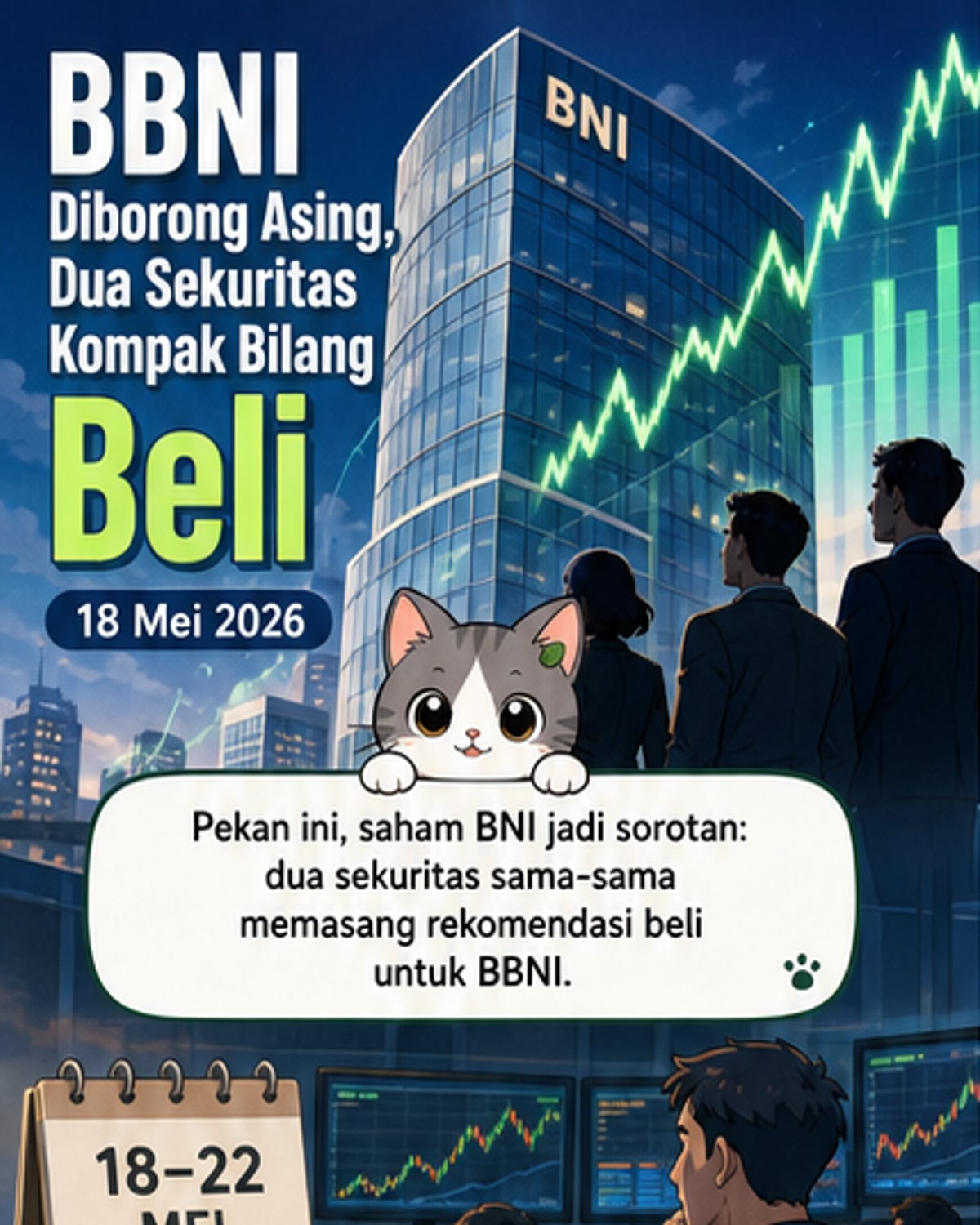 Dua Sekuritas Rekomendasikan Beli Saham BNI