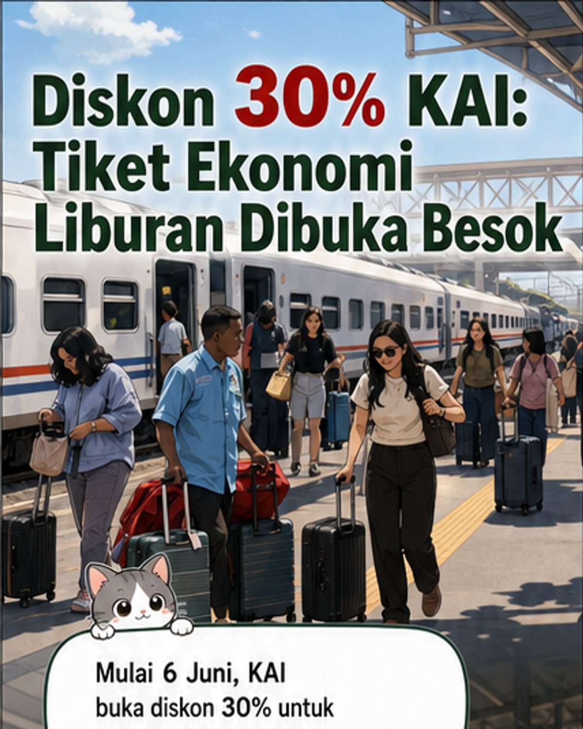 Diskon 30% Tiket KA Ekonomi Dimulai Besok