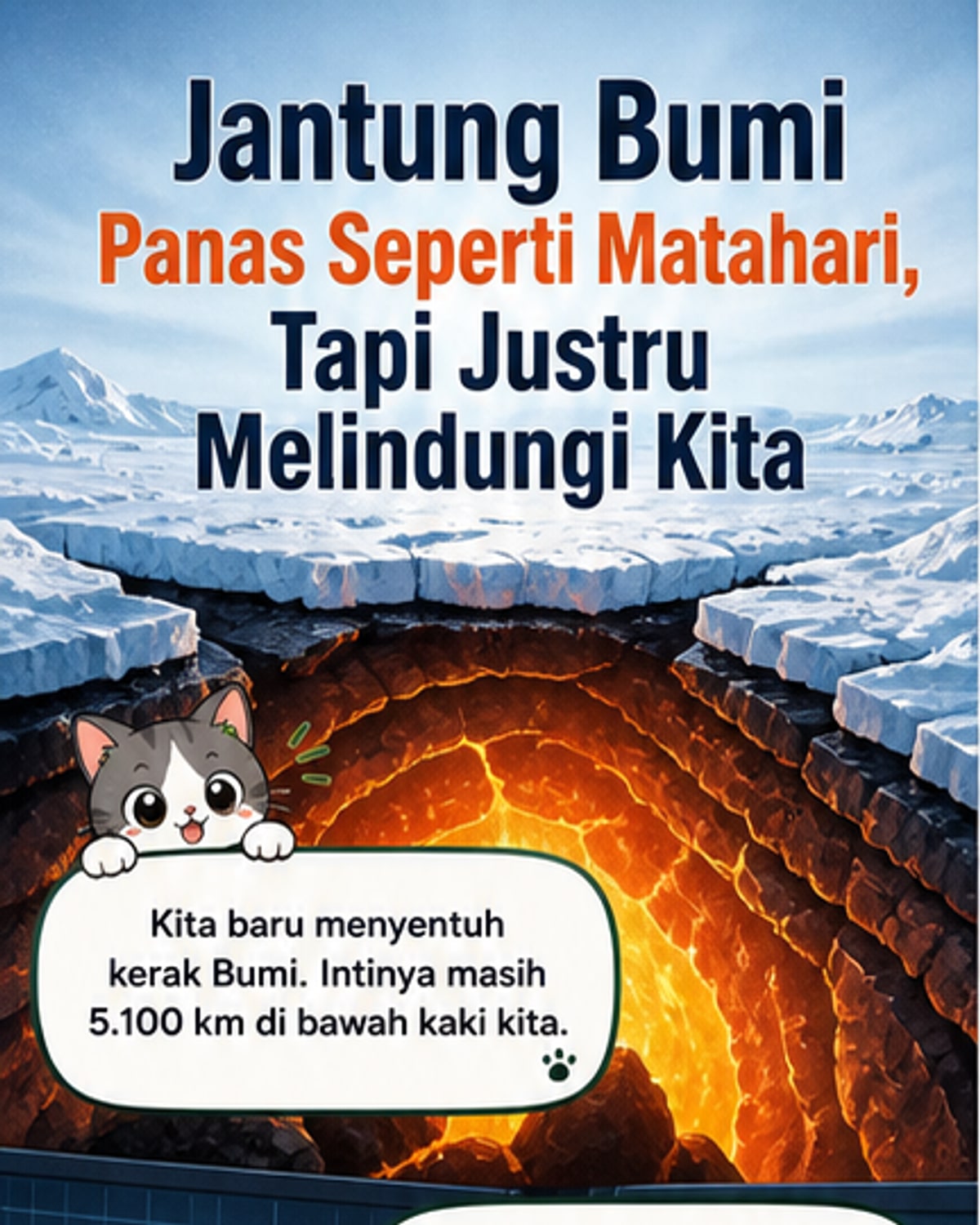 Suhu inti Bumi setara permukaan Matahari