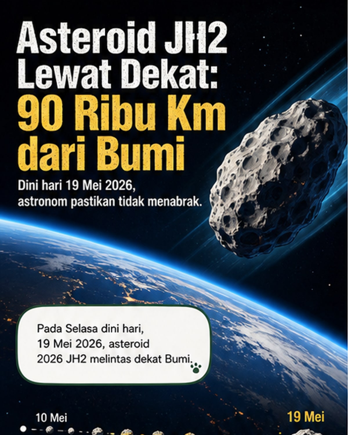 Asteroid kecil lintasi dekat Bumi