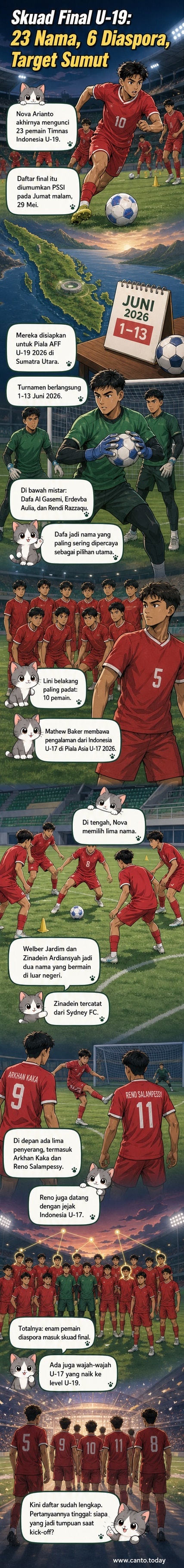 Daftar 23 pemain Timnas Indonesia U-19 untuk Piala AFF 2026, termasuk enam pemain diaspora dan beberapa nama dari Timnas U-17.