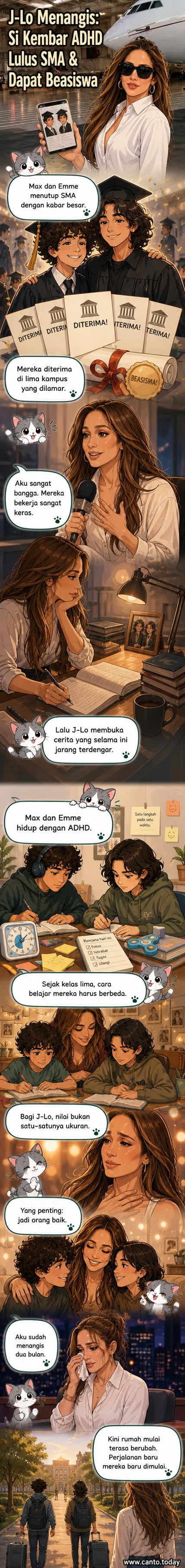 Jennifer Lopez tersenyum sambil memeluk anak kembarnya, Max dan Emme, di acara kelulusan sekolah menengah atas mereka.
