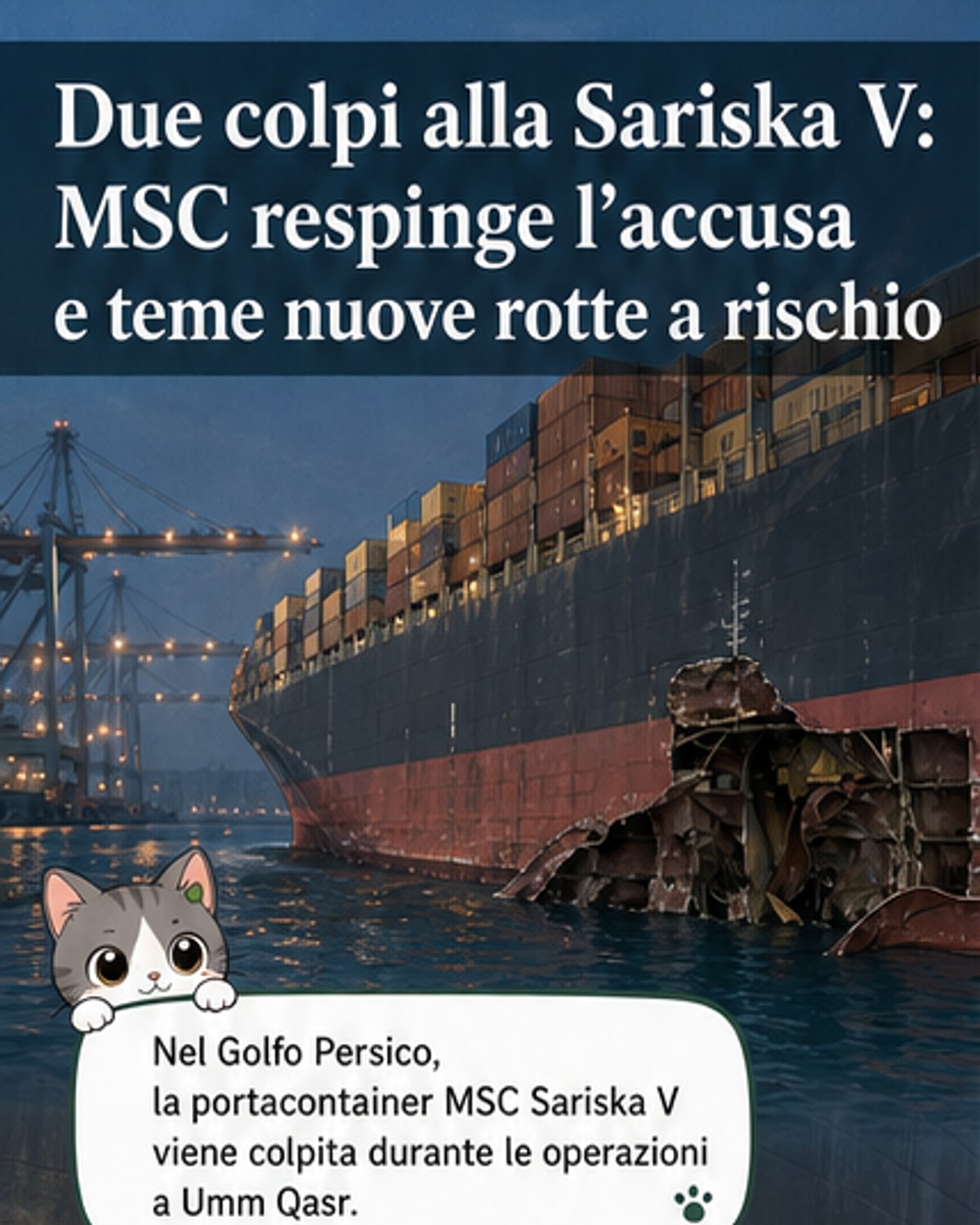 Nave italiana colpita nel Golfo