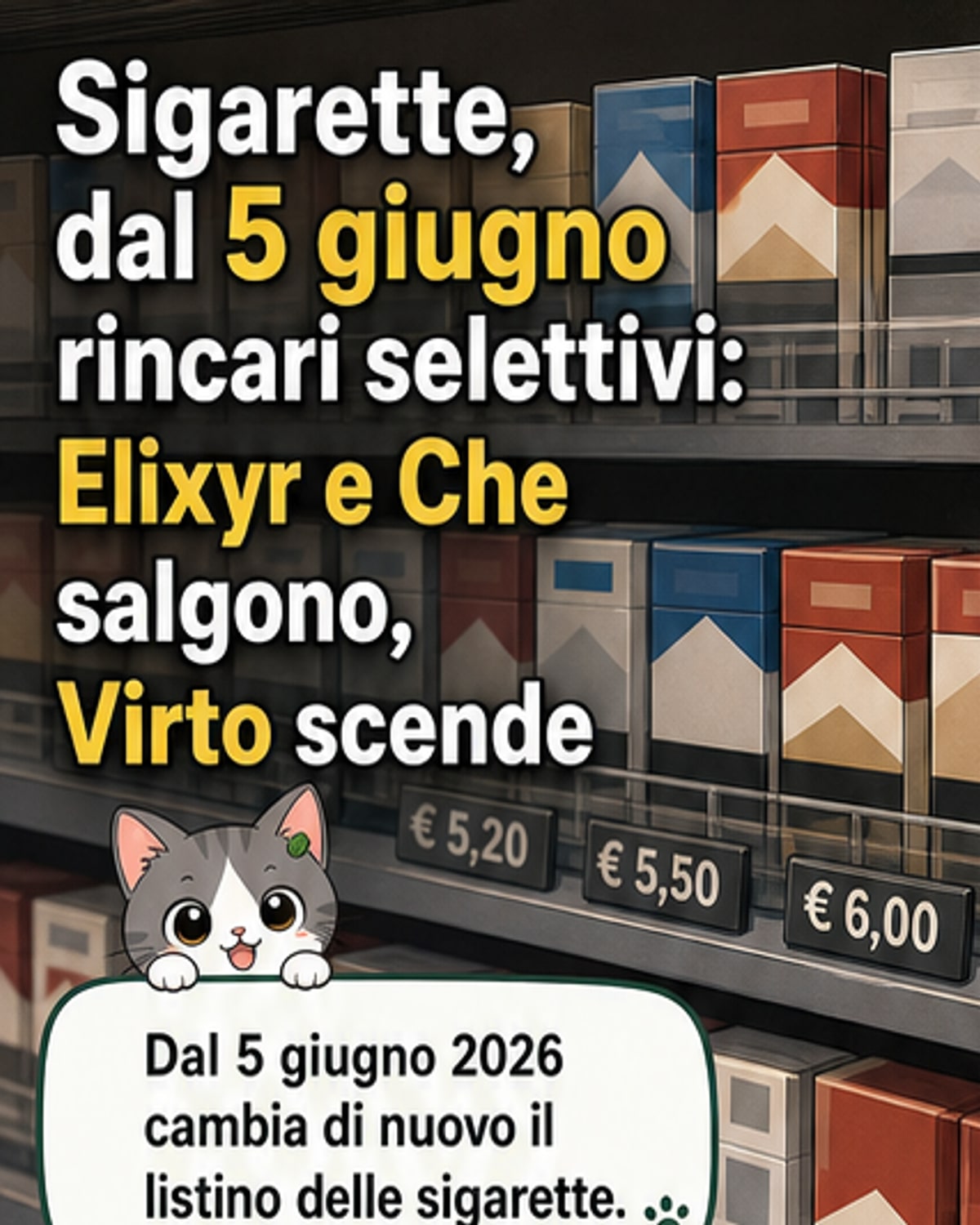 Aumento sigarette, cambiano i prezzi