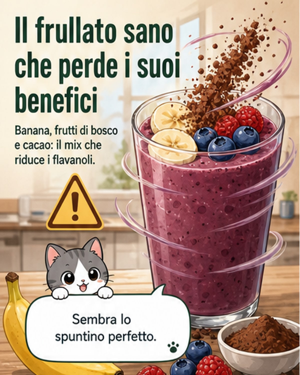 Lo smoothie con banana e frutti di bosco riduce l'80% dei flavanoli