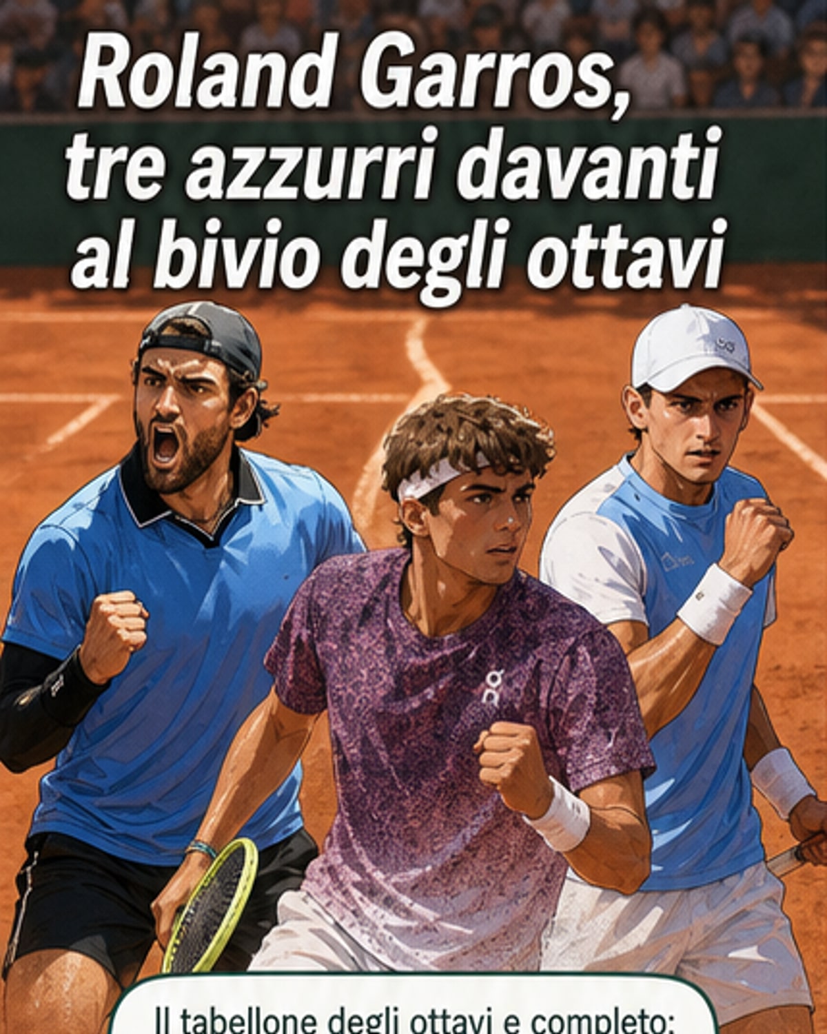 Tre azzurri agli ottavi di Roland Garros