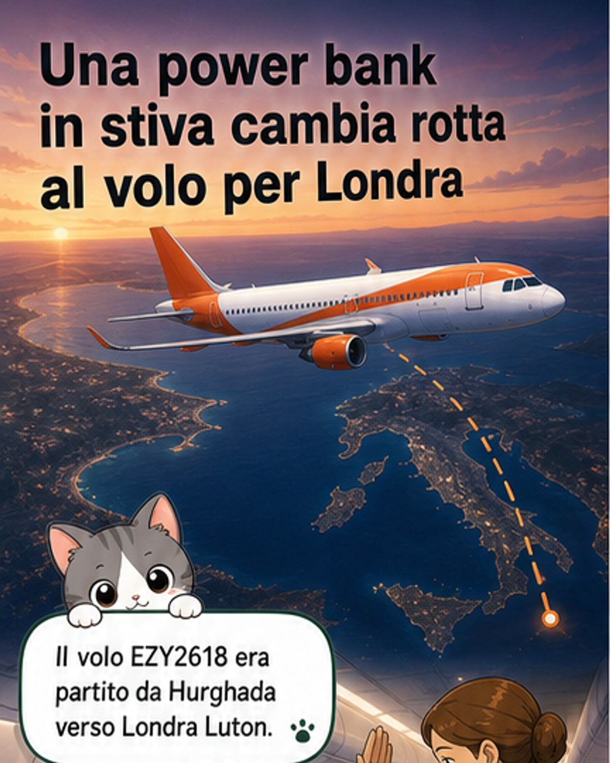 Volo EasyJet deviato per power bank acceso