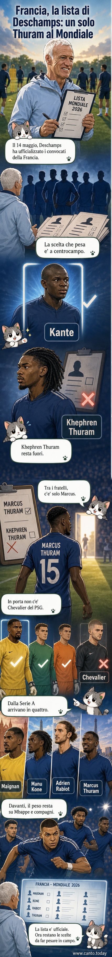 Lista dei convocati della Francia per i Mondiali 2026, con foto dei giocatori e dettagli sulle esclusioni più discusse, tra cui Kephren Thuram.