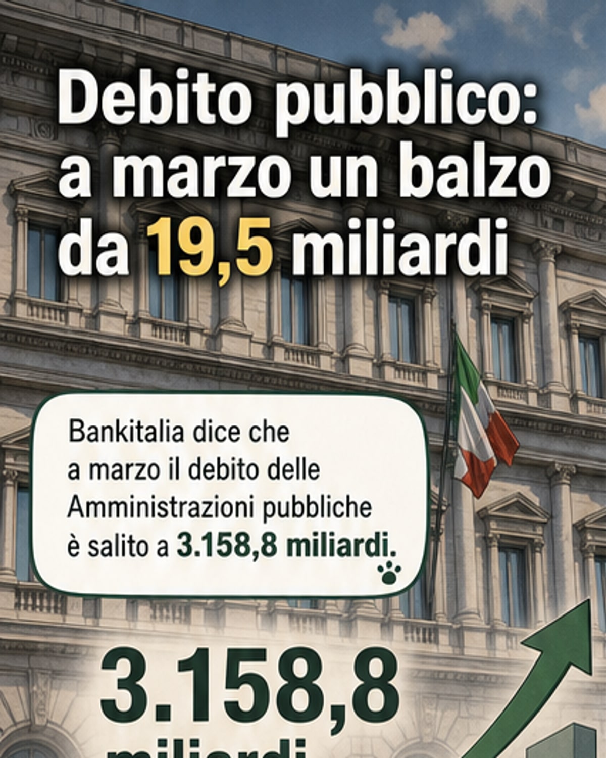 Debito pubblico cresce a marzo
