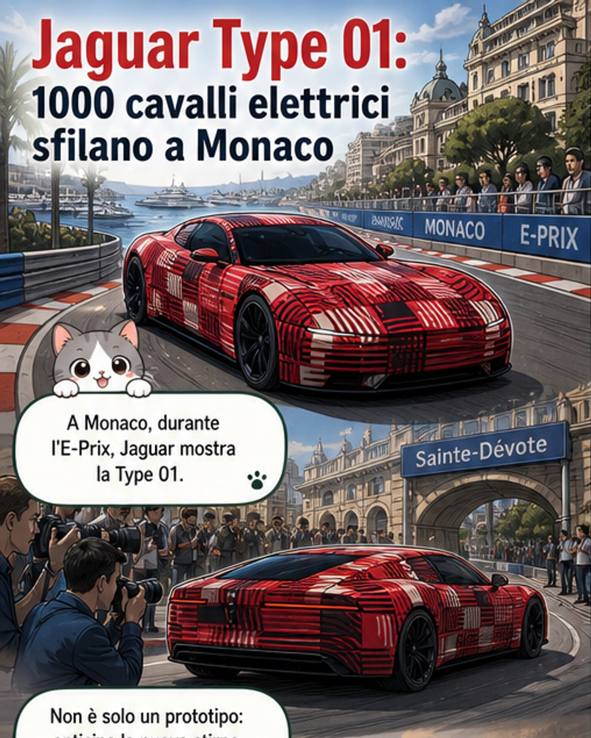Jaguar Type 01, 1000 CV elettrici a Monaco