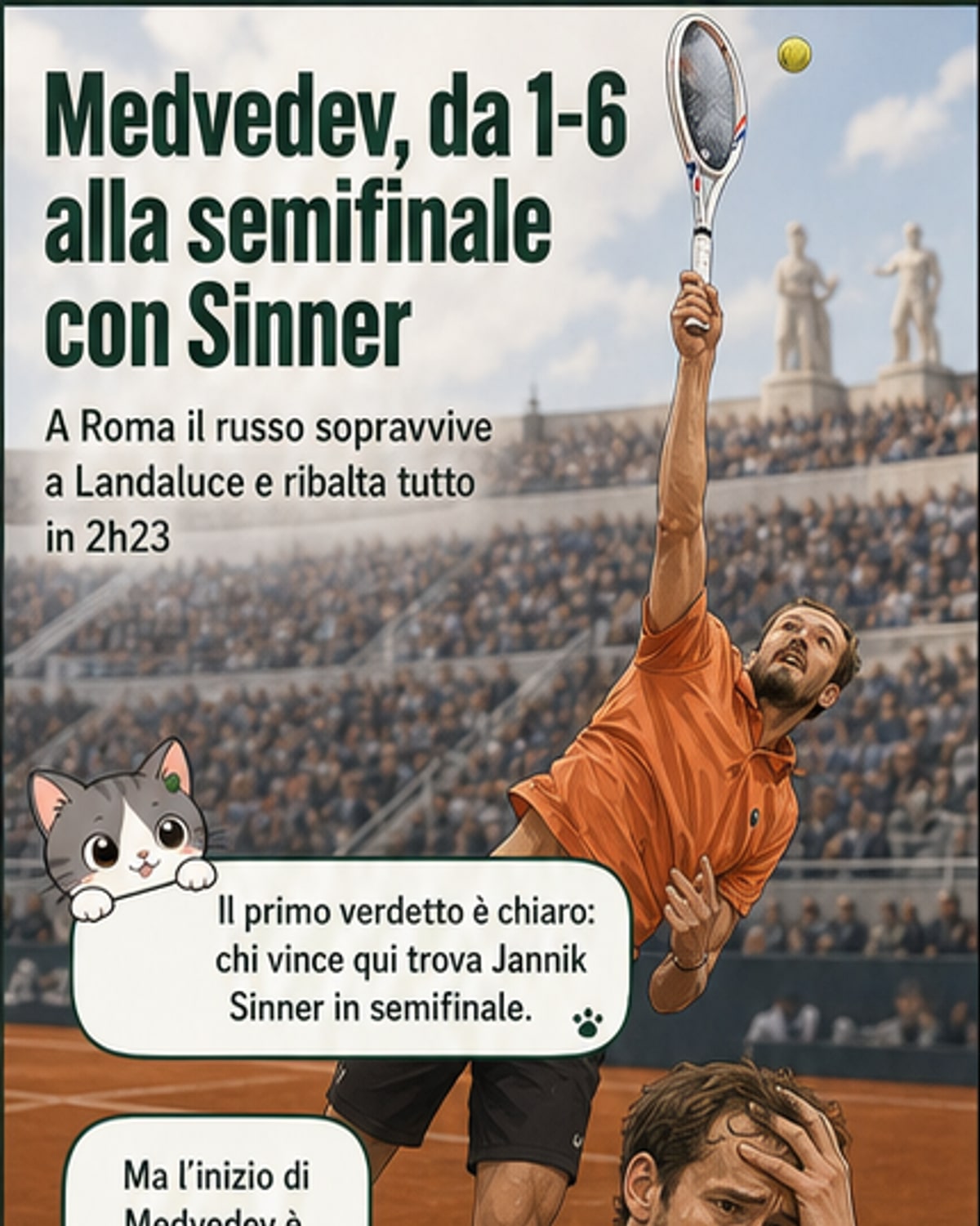 Medvedev rimonta e affronta Sinner