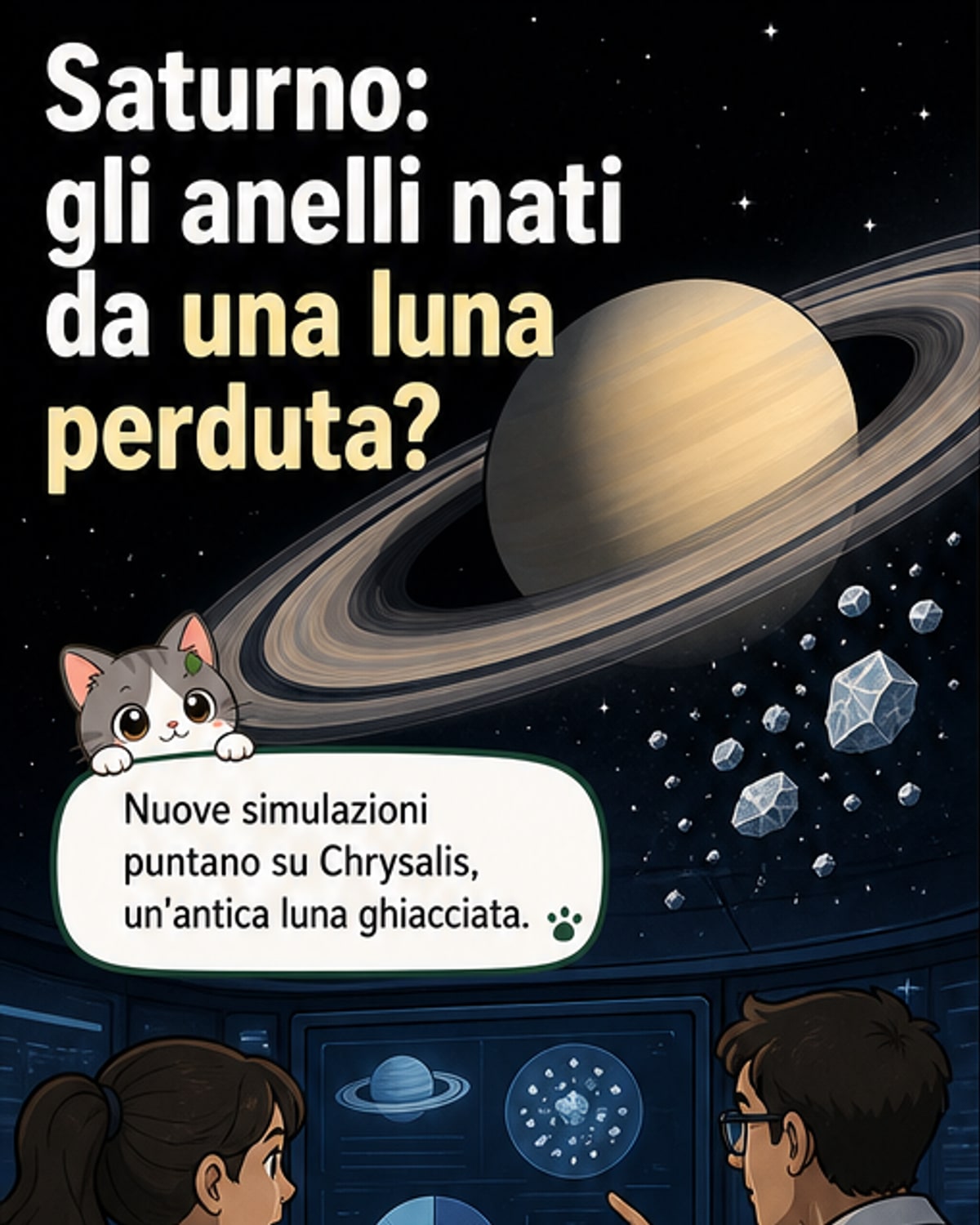 Gli anelli di Saturno da una luna perduta