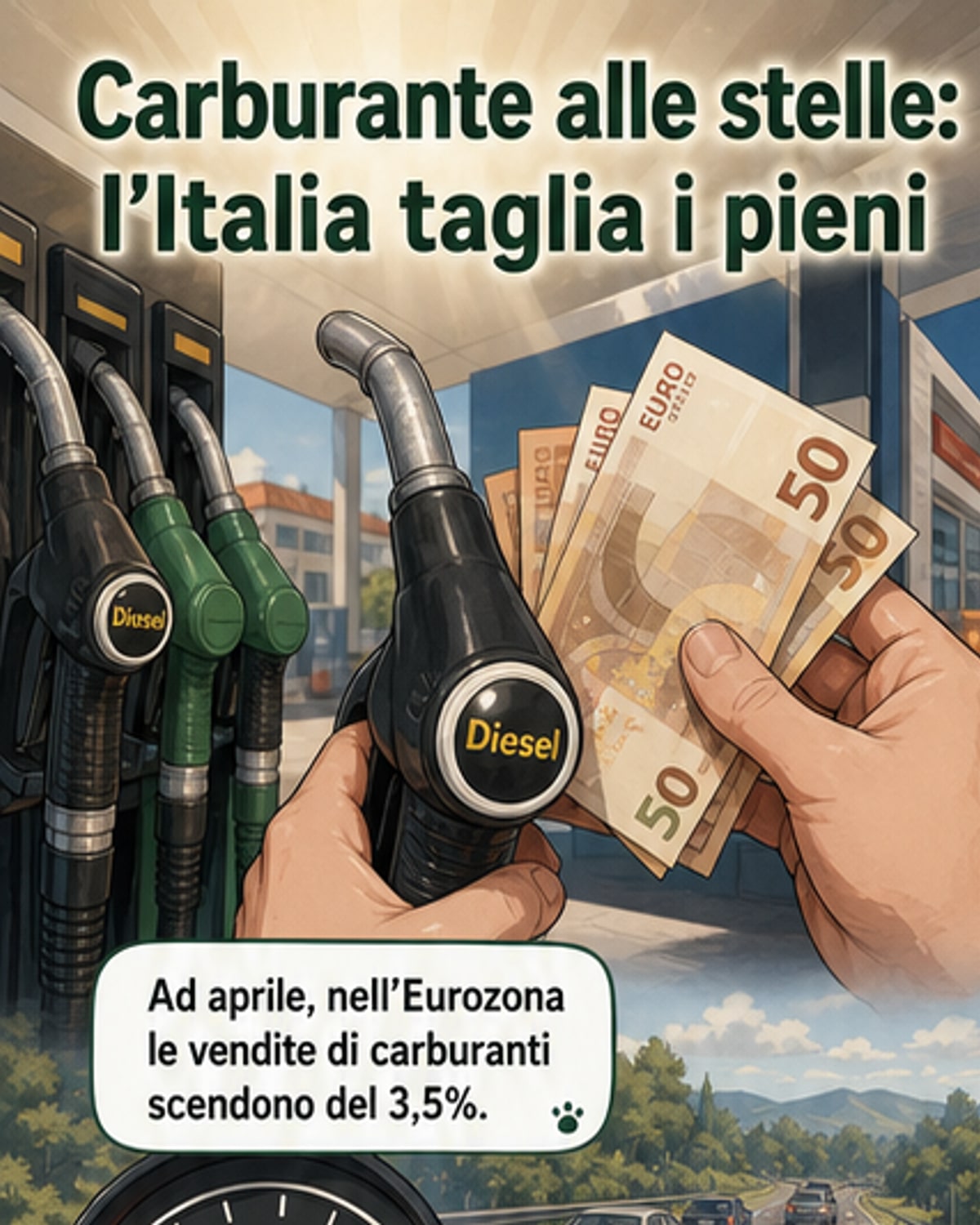 Carburante, calo record in Europa