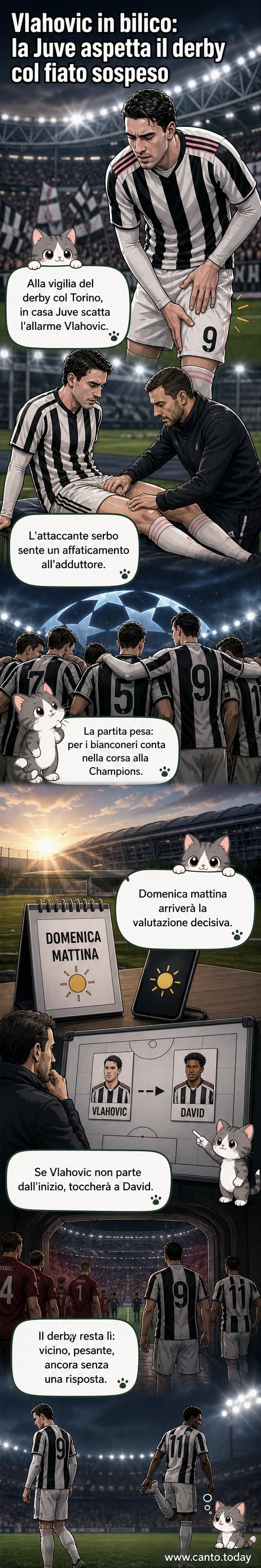 Giocatore della Juventus in campo con espressione preoccupata, mentre il medico lo visita durante un allenamento