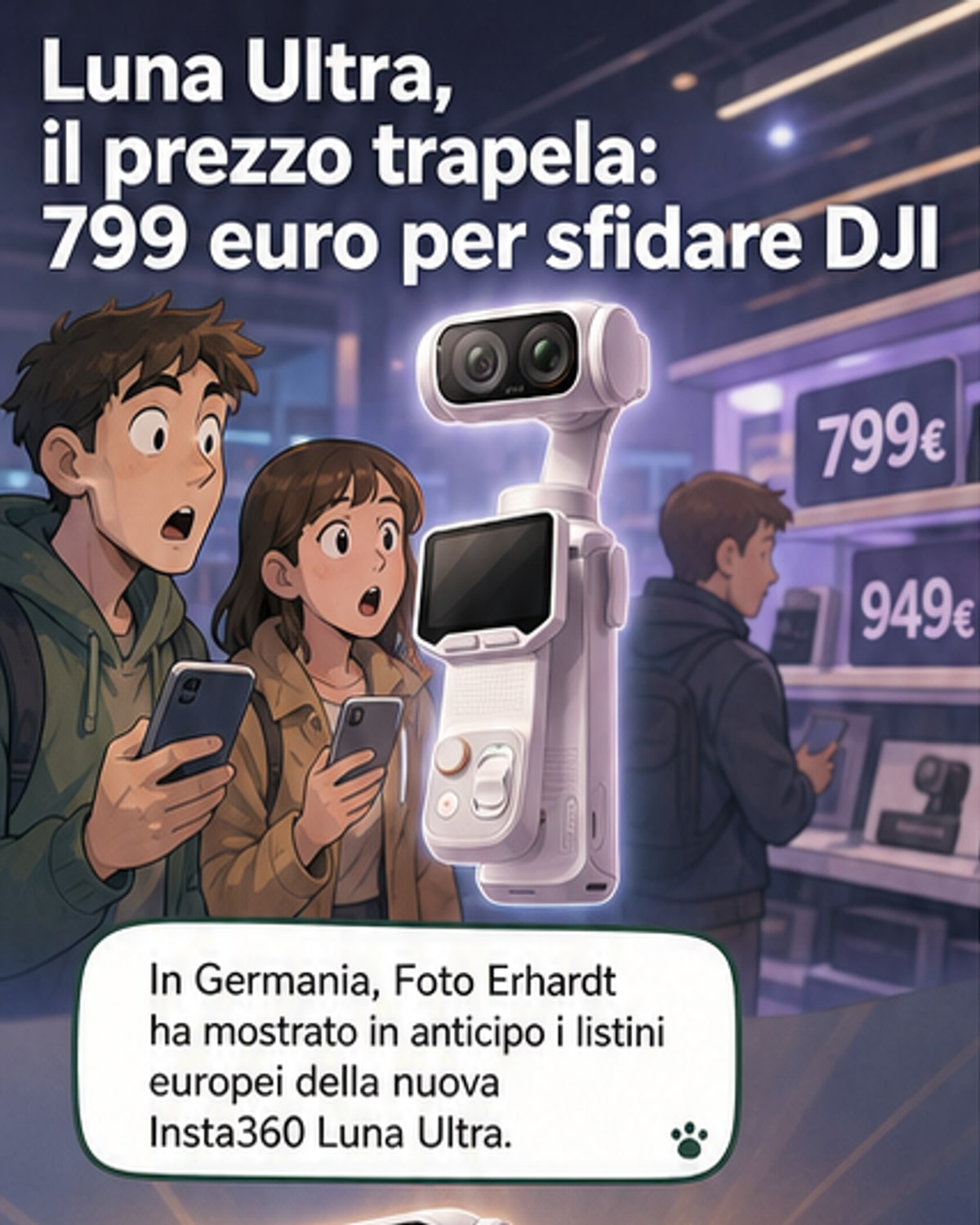 Insta360 Luna Ultra, prezzo alto in Europa