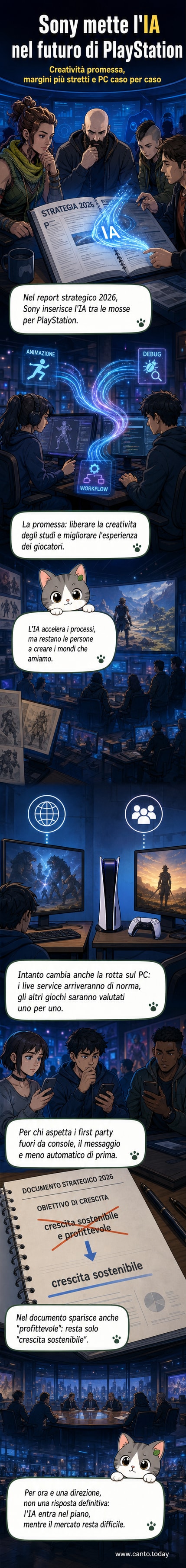 Illustrazione di una console PlayStation con circuiti che si trasformano in neuroni digitali, simbolo dell'integrazione tra intelligenza artificiale e gaming.