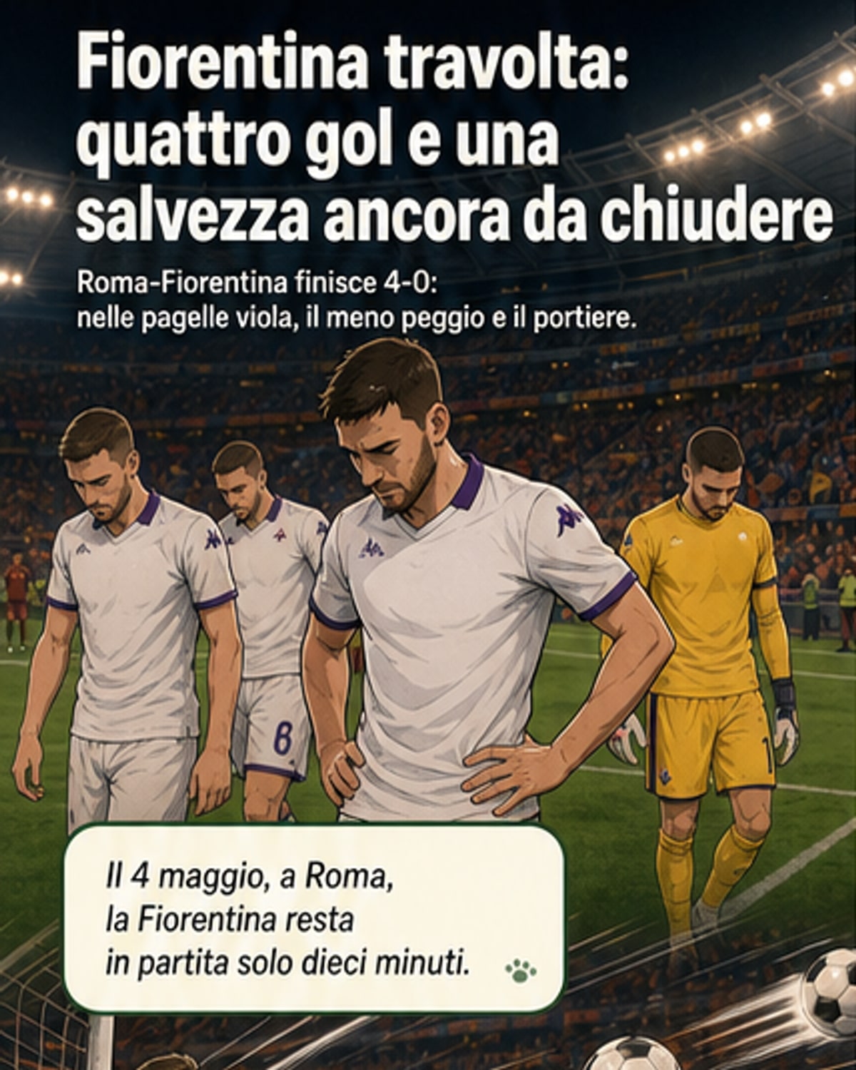 Fiorentina umiliata a Roma