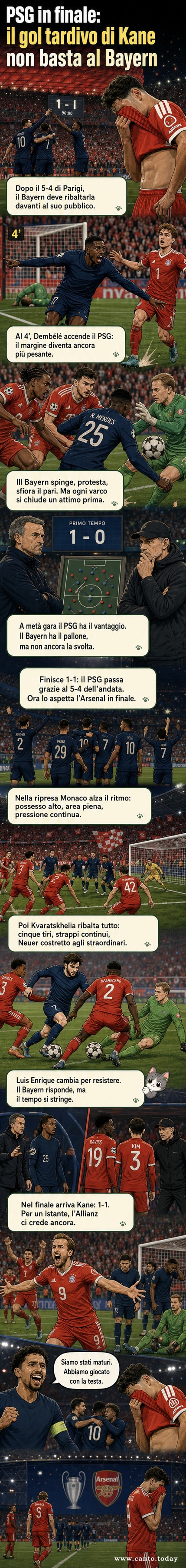 Giocatori del PSG festeggiano in campo dopo aver conquistato la finale di Champions League all'Allianz Arena.
