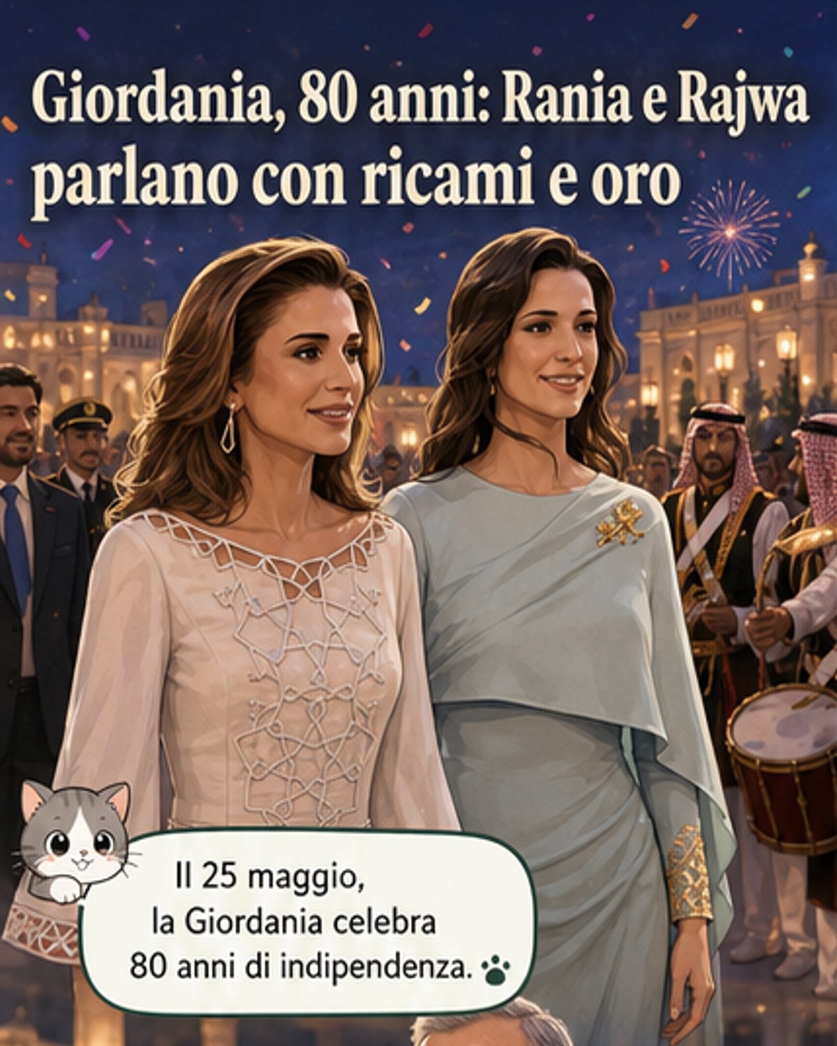 Rania e Rajwa, l'omaggio alla Giordania