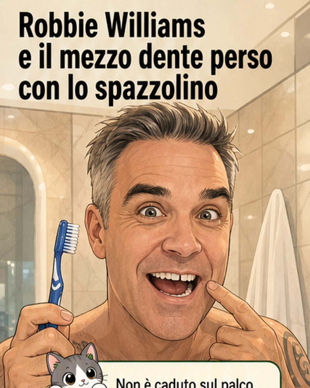 Robbie Williams perde mezzo dente... lavandosi