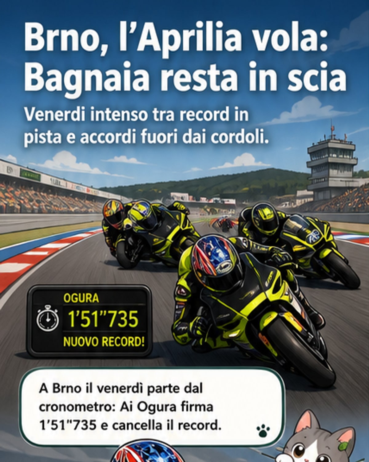Aprilia domina a Brno, Bagnaia convince