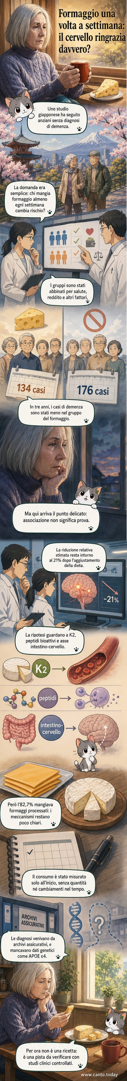 Un cervello stilizzato con un pezzo di formaggio che si trasforma in una barriera protettiva, simbolo del potenziale effetto neuroprotettivo del consumo settimanale.