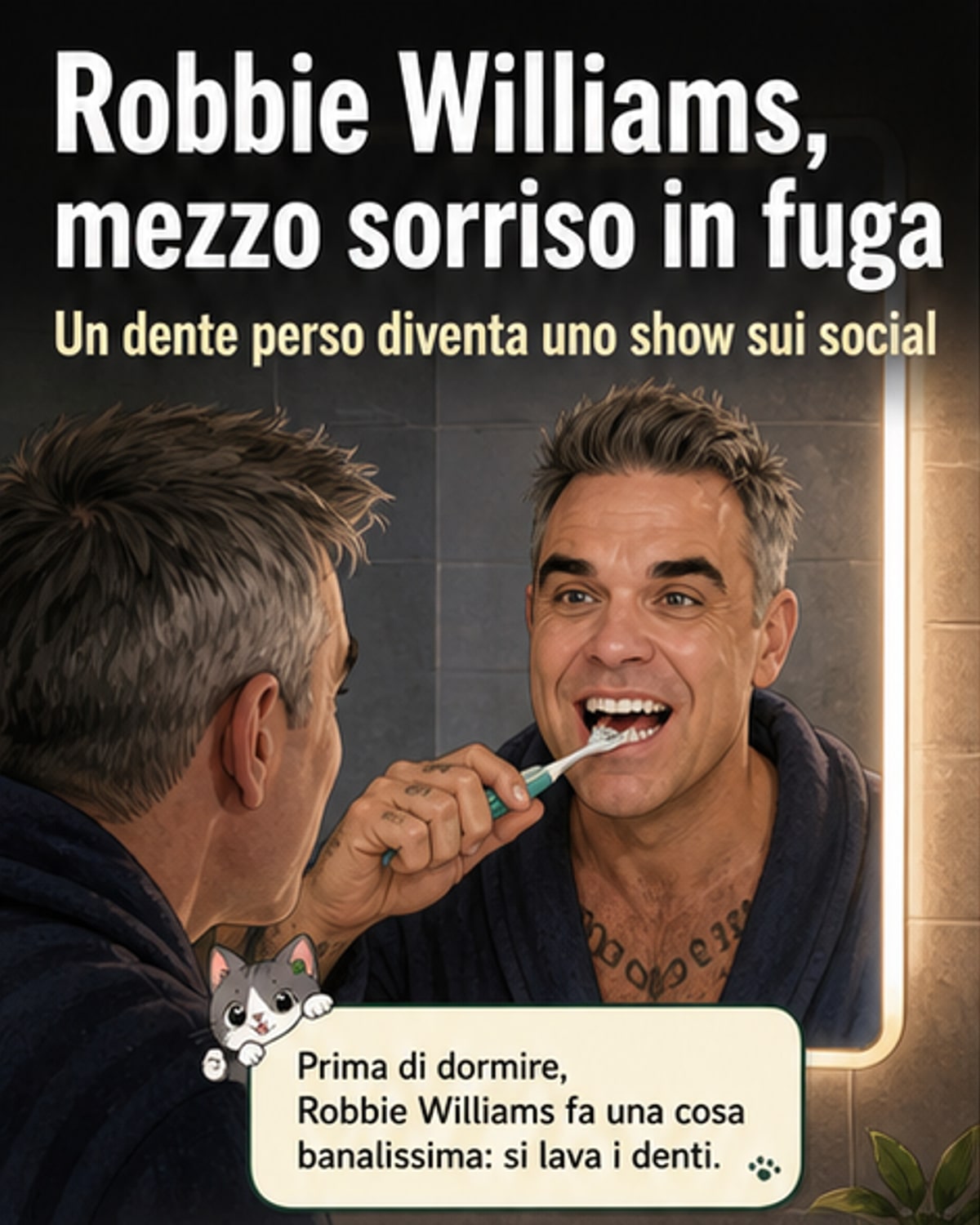 Robbie Williams perde un dente lavandosi
