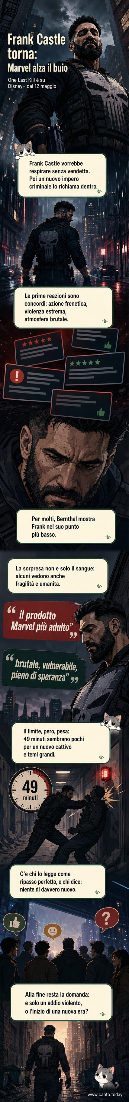 Primo piano di Jon Bernthal nei panni di Frank Castle, con sguardo cupo e sangue sul volto, in una scena dello speciale 'The Punisher: One Last Kill'.