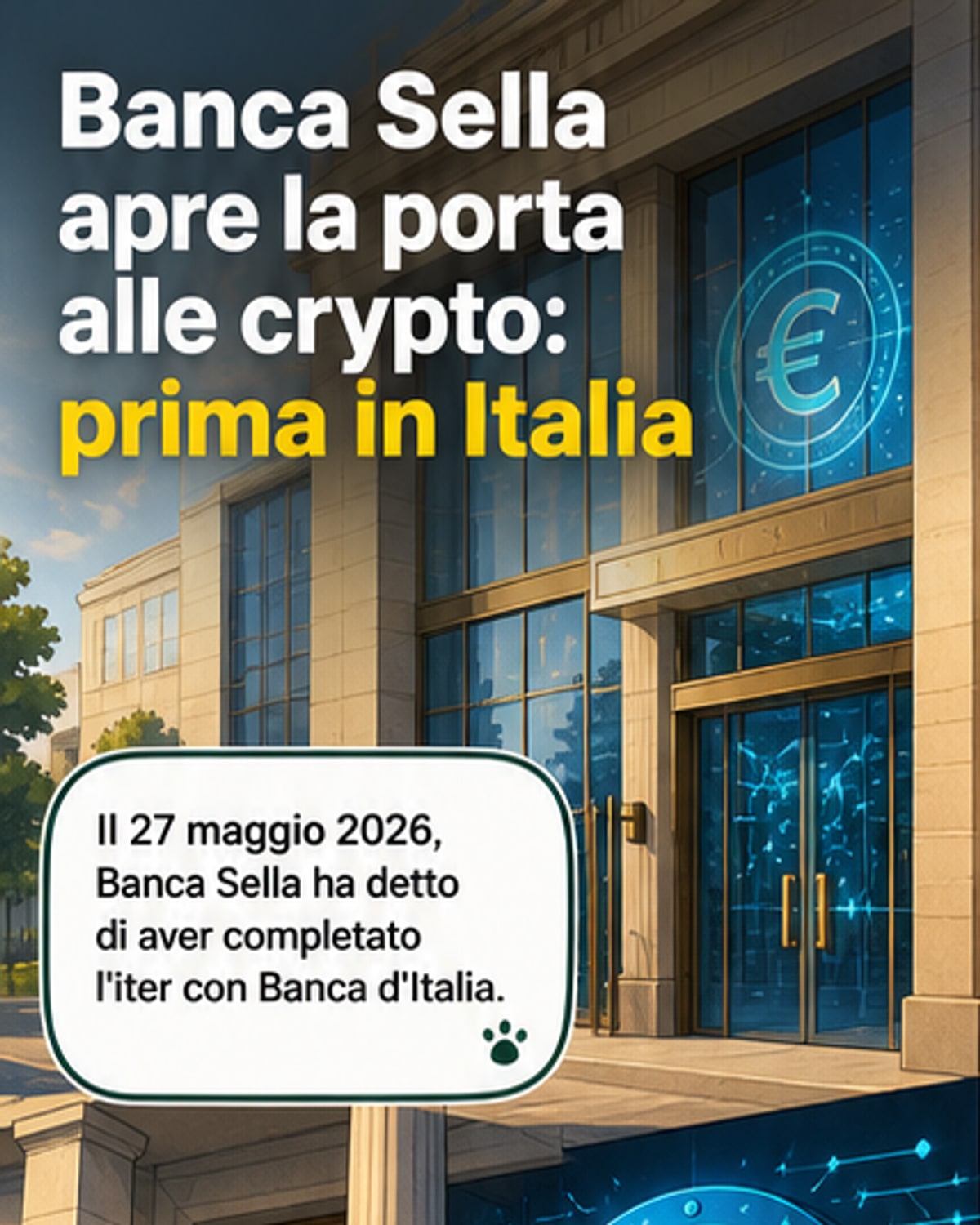 Prima banca italiana con servizi crypto